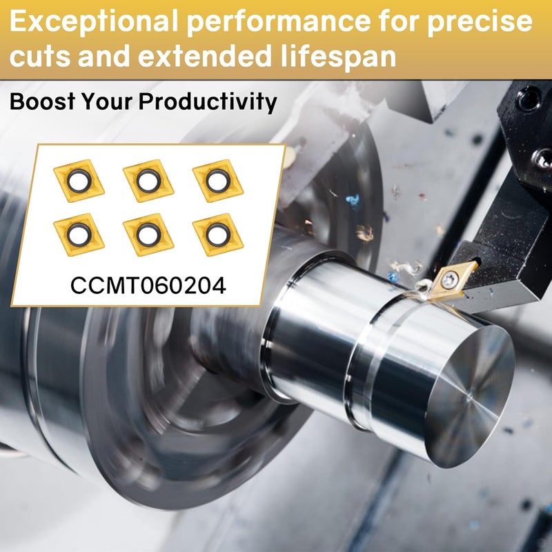 Joogto S06K/S07K/S08K/S10K/S12M-SCLCR06 Indexable Lathe Turning Tool 15Pcs Kit, 5Pcs Metal Lathe Tools Holder Set, with 10Pcs CCM21.51/CCMT060204 Carbide Inserts Turning Inserts Carbide Turning Tool - Image 3